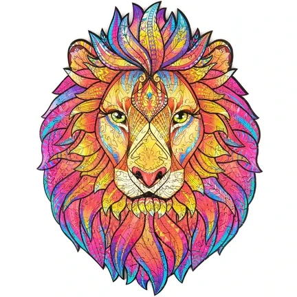 UNIDRAGON - Mysterious Lion (24 x 31 cm - Größe M) Holzpuzzle - 192 Teile