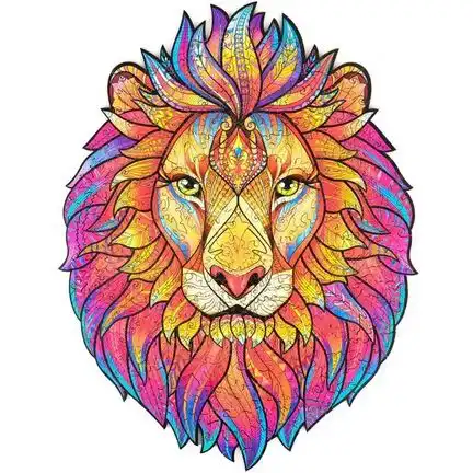 UNIDRAGON - Mysterious Lion (24 x 31 cm - Größe M) Holzpuzzle - 192 Teile