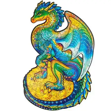 UNIDRAGON - Guarding Dragon (16 x 26 cm - Größe S) Holzpuzzle - 97 Teile