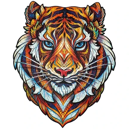 UNIDRAGON - Lovely Tiger (19 x 24 cm - Größe S) Holzpuzzle - 104 Teile 