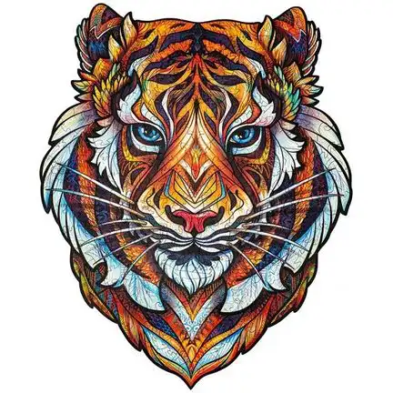 UNIDRAGON - Lovely Tiger (19 x 24 cm - Größe S) Holzpuzzle - 104 Teile 