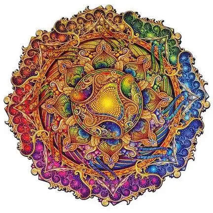 UNIDRAGON - Mandala des unerschöpflichen Reichtums (33 x 33 cm - Größe L) Holzpuzzle - 350 Teile