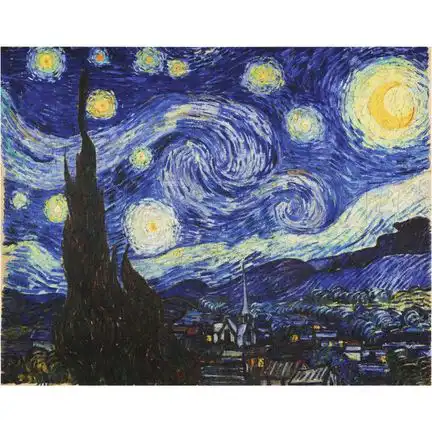 11111UNIDRAGON - The Starry Night - Vincent van Gogh (44 x 56 cm) Holzpuzzle - 1000 Teile