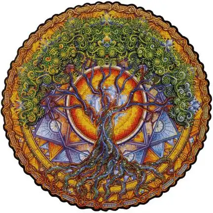 UNIDRAGON - Mandala Baum des Lebens (25 x 25 cm - Größe M) Holzpuzzle - 200 Teile