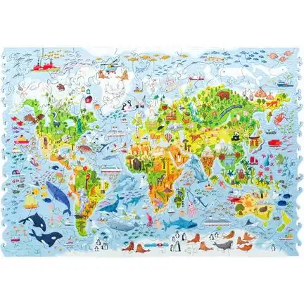 11111UNIDRAGON - Kids World Map (43 x 30 cm) Holzpuzzle - 100 Teile 