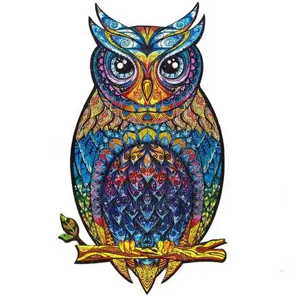 11111UNIDRAGON - Charming Owl (25 x 43 cm - Größe L) Holzpuzzle - 366 Teile 