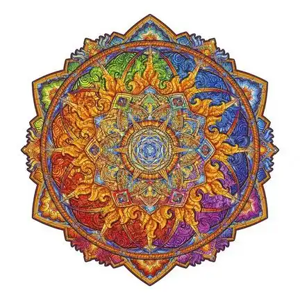 UNIDRAGON - Mandala Nascent Sun (33 x 33 cm - Größe L) Holzpuzzle - 350 Teile