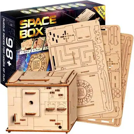 ESCAPE WELT - Space Box (12 x 9 x 9 cm) Holzpuzzle - Rätselbox 