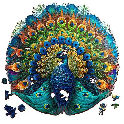 11111ESCAPE WELT - Pfau (28.5 x 28.5 cm - Größe S) Holzpuzzle - 200 Teile 