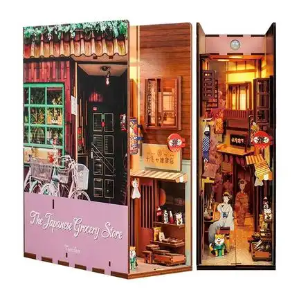 Tonecheer DIY - Japanese Grocery Store (DIY Bücherecken-Diorama 8 x 18 x 24.5 cm) Book Nook-Bücherecken-Diorama (Holzbausatz)