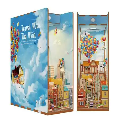 Tonecheer DIY - Travel with the Wind (DIY Bücherecken-Diorama 8 x 18 x 24.5 cm) Book Nook-Bücherecken-Diorama (Holzbausatz)