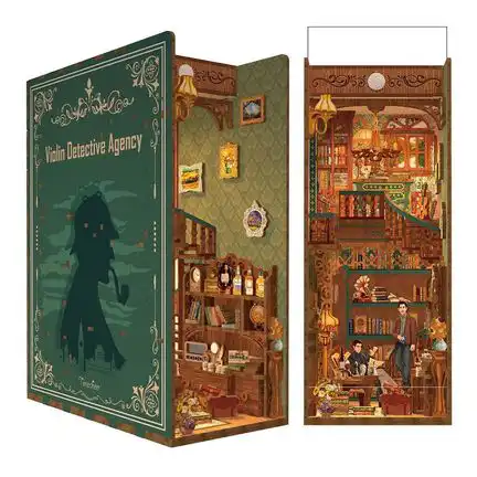 Tonecheer DIY - Violin Detective Agency (DIY Bücherecken-Diorama 8 x 18 x 24.5 cm) Book Nook-Bücherecken-Diorama (Holzbausatz)