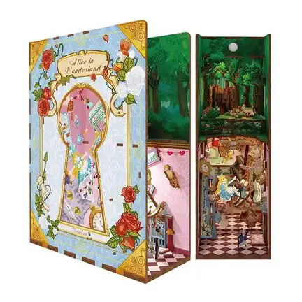 Tonecheer DIY - Alice in Wonderland (DIY Bücherecken-Diorama 8 x 18 x 24.5 cm) Book Nook-Bücherecken-Diorama (Holzbausatz)