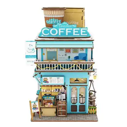 Tonecheer DIY - Miniaturhaus - Cape Coffee Shop (DIY House 15 x 14 x 23 cm) Häuser (Holzbausatz)