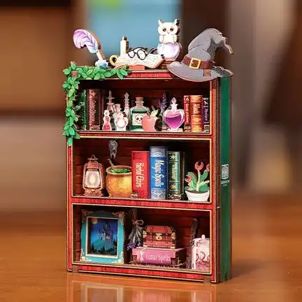 CARTARTEM - DIY - Magic Bookshelf Mini Book Nook - Magnet - 7.6 x 1.5 x 9.75 cm 3D Notizbuch