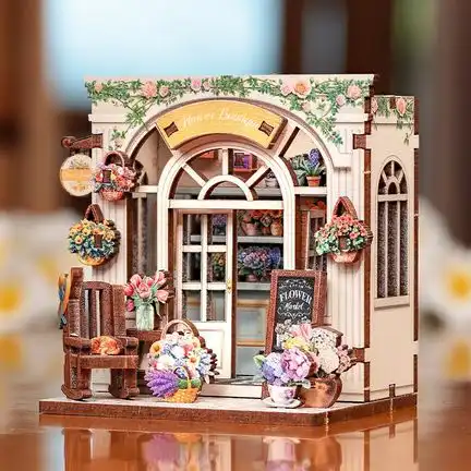 CARTARTEM - DIY - Flower Boutique Mini Book Nook - Magnet - 7.6 x 5.1 x 6.9 cm 3D Notizbuch