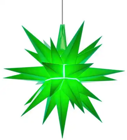 11111Herrnhuter Stern A1e Ø 13 cm Kunststoffstern inkl. LED - grün Wunderschöner und sehr hochwertiger Weihnachtsstern für Innen und Außen - das Original mit 25 Zacken