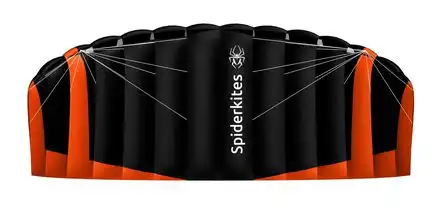 Spiderkites Amigo 2.05 DC Zweileiner-Lenkdrachen (Lenkmatte/Parafoil/Trainerkite/2-Leiner) rtf (flugfertig) 205 cm x 69 cm neonorange