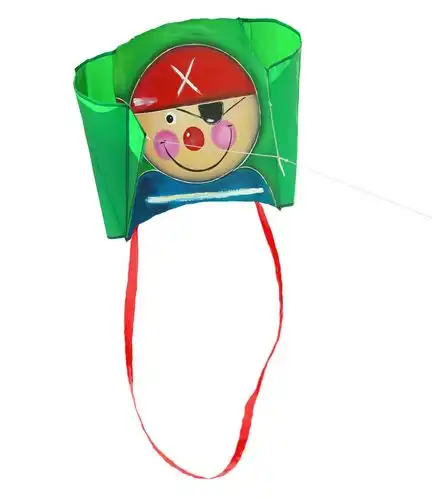 Elliot Einleiner-Drachen/Kinderdrachen (Pocket-Kite/1-Leiner) rtf (flugfertig) Pico Pirat 76 cm x 50 cm grün/bunt