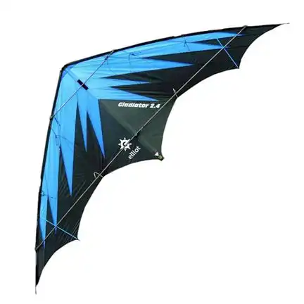 Elliot Gladiator 2.4 - Zweileiner-Power-Lenkdrachen/Stabdrachen (2-Leiner) rtf (flugfertig) 245 cm x 95 cm Cfk-Rohr 8/10 mm schwarz/blau