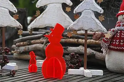 Sonnenfänger Lichtzauber - 3D-Schneemann klein 12 cm stehend rot 