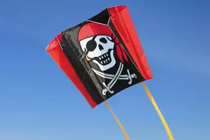Spiderkites - Einleiner-Drachen/Kinderdrachen (Eddy/1-Leiner) rtf (flugfertig) Mini-Sled Jolly Roger 44 cm x 30 cm bunt
