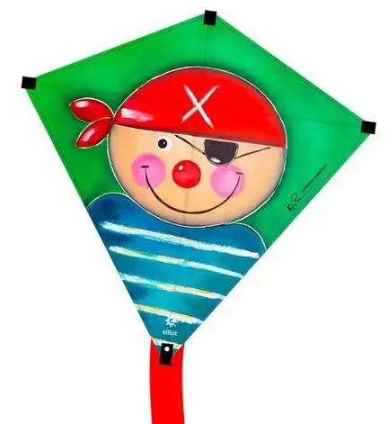 Elliot Künstlerdrachen - Einleiner-Drachen/Kinderdrachen (Eddy/1-Leiner) rtf (flugfertig) Pico Pirat by Heidi Perc 75 cm x 75 cm bunt