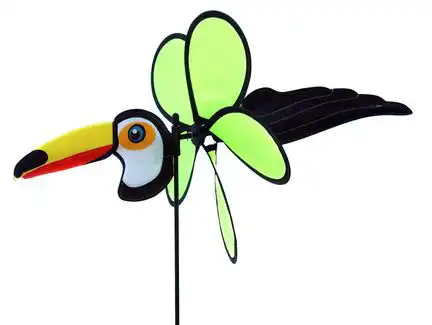 Windspiel stehend - Tukan Rotordurchmesser Ø 32 cm x 57 cm Höhe 65 cm schwarz/grün/rot/gelb/weiß