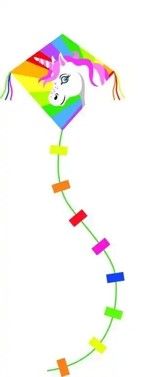 Spiderkites - Einleiner-Drachen/Kinderdrachen (Eddy/1-Leiner) rtf (flugfertig) Mini Unicorn/Einhorn 50 cm x 50 cm bunt