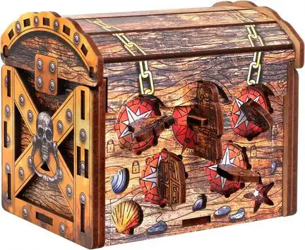 ESCAPE WELT - Art Pirate*s Treasure Chest - Geschenkbox (11.3 x 9.5 cm x 10 cm) Holz Box