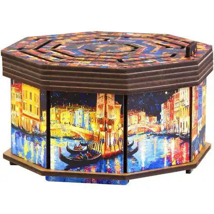 ESCAPE WELT - Art Secret Maze Box - Geschenkbox (12 x 12 cm x 7.5 cm) Holz Box