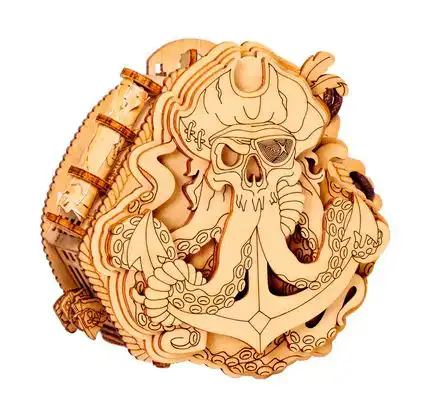 ESCAPE WELT - Blackbeard*s Compass - Rätselbox (12.5 x 12.5 x 6.2 cm) Holzpuzzle - Rätselbox