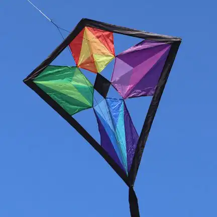 Spiderkites Domann Kaleido Diamond Designer-Eddy (1-Leiner) rtf (flugfertig) 110 cm x 110 cm Gfk-Gestänge bunt
