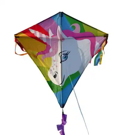 Spiderkites - Einleiner-Drachen/Kinderdrachen (Eddy/1-Leiner) rtf (flugfertig) Einhorn Drache 75 cm x 75 cm bunt