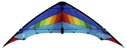 Elliot Jet Stream Speed Reloaded - Zweileiner-Lenkdrachen/Stabdrachen (2-Leiner) rtf (flugfertig) 200 cm x 70 cm Cfk-Rohr 6 mm rainbow/blau