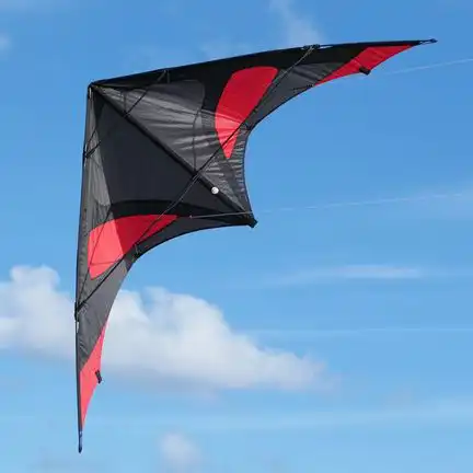 Spiderkites Janus 2026  Zweileiner-Lenkdrachen/Stabdrachen/Trickdrachen (2-Leiner) rtf - 196 cm x 82 cm 6  mm CFK-Gestänge anthrazit/rot