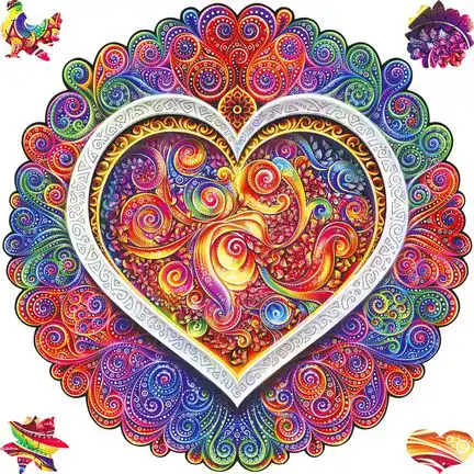 UNIDRAGON - Mandala Conscious Love (33 x 33 cm - Größe L) Holzpuzzle - 350 Teile