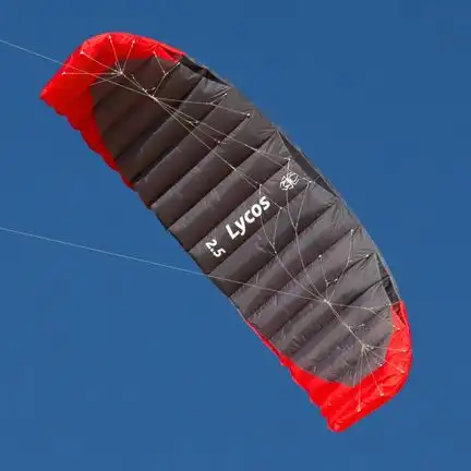 11111Spiderkites Lycos 2.5 PS Zweileiner-Lenkdrachen (Lenkmatte/Parafoil/2-Leiner) KITE ONLY 250 cm x 66 cm rot/schwarz