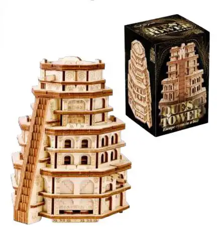 ESCAPE WELT - Quest Tower - Rätselbox (13.5 x 12 x 15.5 cm) Holzpuzzle - Rätselbox