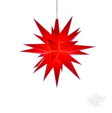 Herrnhuter Sternenkette / Lichterkette mit 10 Sternen Ø 13 cm Kunststoffstern - rot LED Wunderschöne und sehr hochwertige Weihnachtsstern-Lichterkette für Innen und Außen - das Original mit 25 Zacken