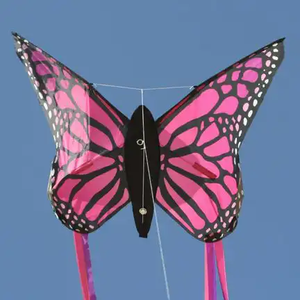 Spiderkites Schmetterling Einleiner-Drachen/Kinderdrachen (1-Leiner) rtf (flugfertig) 90 cm x 66 cm Gfk-Gestänge pink