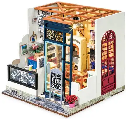 Robotime - DIY Miniaturhaus - Nancy*s Bake Shop (DIY House - 17.2 x 19.5 x 18.4 cm) Nancy*s Bäckerei (Holzbausatz)