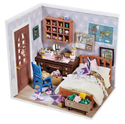 11111Robotime - DIY Miniaturhaus - Anne*s Bedroom (DIY House - 16 x 12 x 15 cm) Anne*s Schlafzimmer (Holzbausatz)