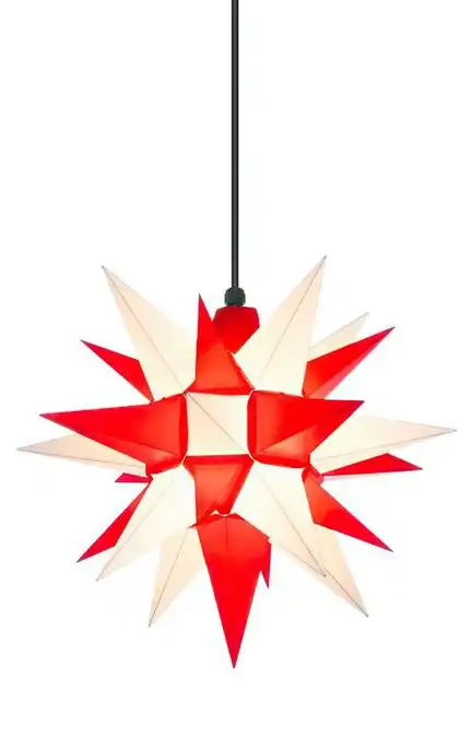 11111Herrnhuter Stern A4 Ø 40 cm Kunststoffstern - weiß/rot Wunderschöner und sehr hochwertiger Weihnachtsstern für Innen und Außen - das Original mit 25 Zacken